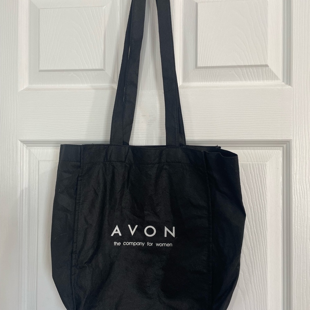Vintage Avon cosmetics representative Black Tote brochure should shoulder Bag